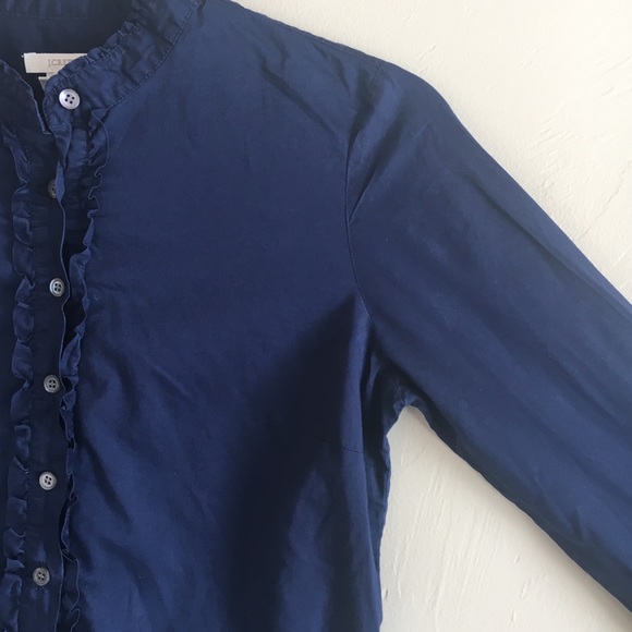JCrew Ruffle 1/4 Button Front Top - Picture 2 of 4